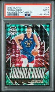 2023-24 Panini Mosaic Thunrder Road-Green Nikola Jokic #7 PSA 9 - Picture 1 of 2