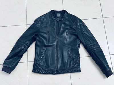 Men's Armani Exchange black leather motorcycle  jacket Small Size - Image 1 of 4