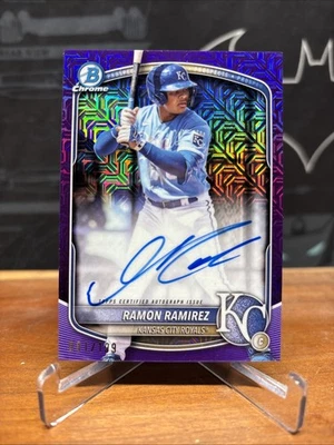 2025 Bowman Chrome Mega Auto Purple #/199 Ramon Ramirez #BMA-RR Royals - Image 1 of 4