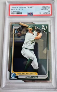 2024 Bowman Draft Nick Kurtz 1st Bowman Chrome PSA 10 GEM MINT - Athletics - Picture 1 of 2