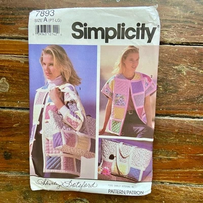 Simplicity #7893 Shirley Botsford Quilting Size A (PT - LG) Jacket Tote Uncut - Image 1 of 4