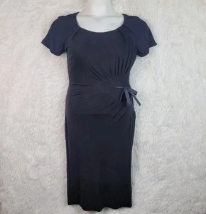 XL Gucci Black Ruched Viscose Midi Pencil Dress Stretch Made In Italy - Picture 1 of 12