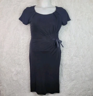 XL Gucci Black Ruched Viscose Midi Pencil Dress Stretch Made In Italy - Image 1 of 4