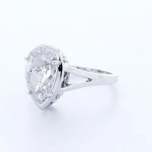 ANILLO SOLITARIO VINTAGE DE 4 PUNTAS ORO 14K CORTE PERA E/VS1 DIAMANTE CREADO EN LABORATORIO 3,0 QUILATES - Imagen 1 de 3