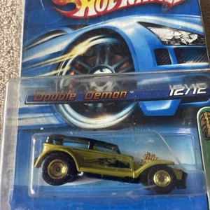 2005 Hot Wheels #132 Treasure Hunt 12/12 DOUBLE DEMON Green w/RR Gold DD Spokes - Picture 1 of 4