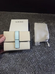 Loewe Leather Trifold Purse Wallet With Zipper, Retails For $650 (Tiffany blue) - Picture 1 of 4