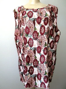 NICOLA MULTI-COLOR FLORAL DESIGN CRINKLE STRETCHY SLEEVELESS TOP SIZE 2X - Picture 1 of 3