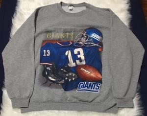 VTG CSA Gray Graphic Football Gear Gold Stitch Giants Sweater Sz XL - VERY GOOD - Picture 1 of 7