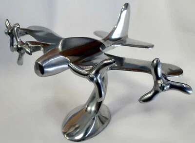  Flugzeug Metall Propellerflugzeug viermotorig Propeller Alu Aluminium Deko - Bild 1 von 2