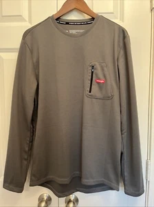 NWOT Wrangler Workwear T Shirt Men’s L Gray Waffle Knit Zip Pocket LS Nice NEW! - Picture 1 of 4