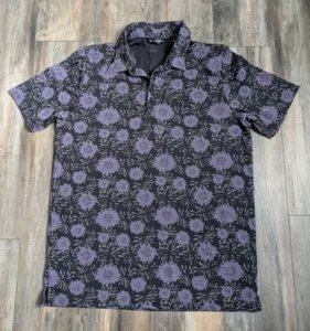 Travis Mathew Not Happening Men's XL Purple Floral Print Golf Polo Shirt - Picture 1 of 6