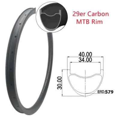 29er 碳纤维山地车轮辋 40 毫米宽度 30 毫米深度超轻轮圈 24 28 32H — 第 1/4 张图片