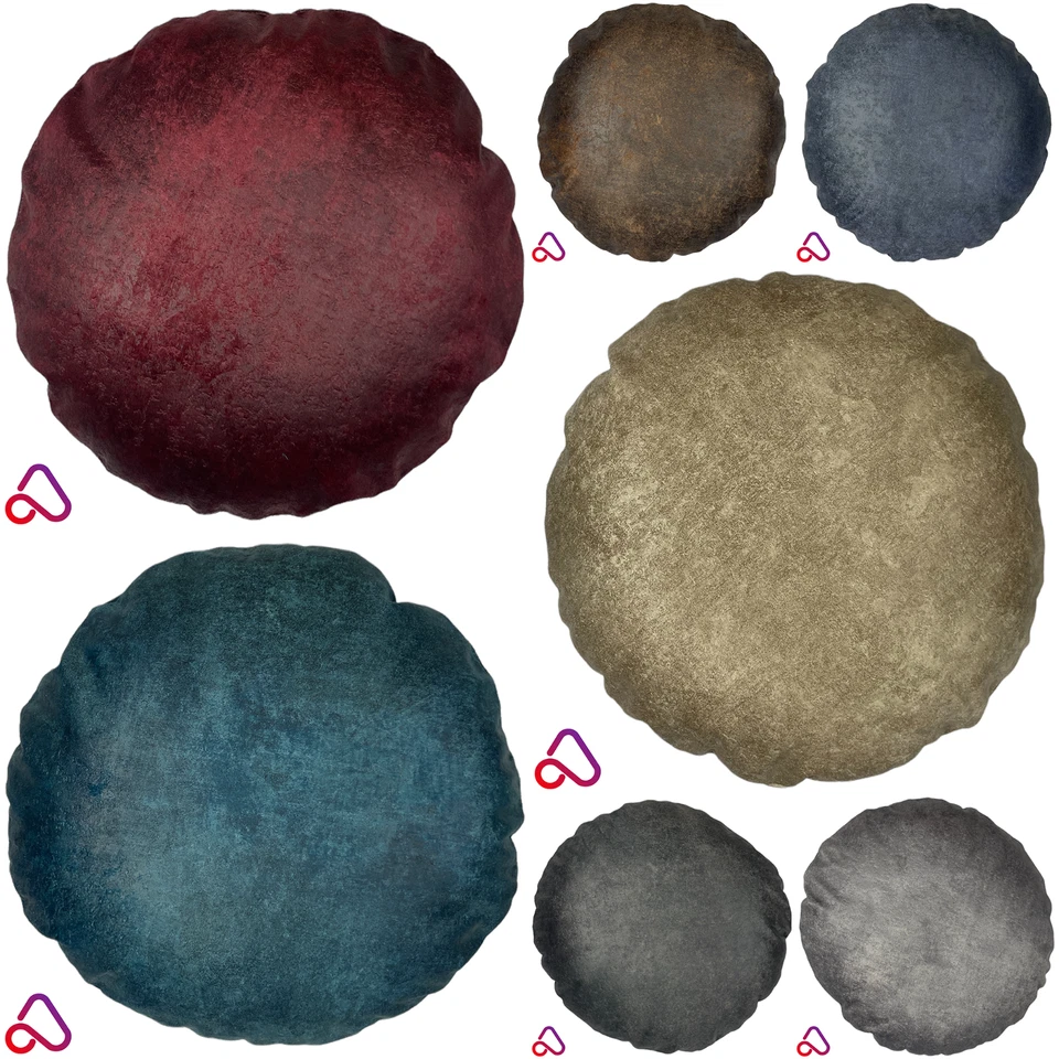 Handmade Round Rustique Velvet Cushion Cover Soft Feel Pillowcase Circle Sofa - Image 1 of 1