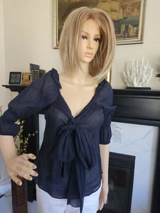 JUST CAVALLI Black Blouse With Front Bow Sz 42 - Picture 1 of 9