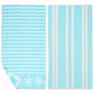 Green Printed Cotton Velour 2 Pack Premium Beach Towels - Picture 1 of 12