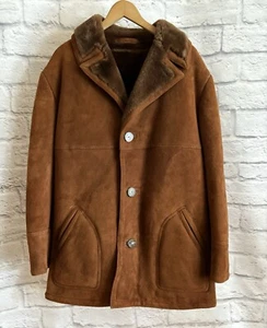VTG Sawyer of Napa Coat Mens Large Rancher Marlboro Western Suede Sherpa EXC! - Picture 1 of 9