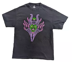 Disney Parks Maleficent Neon Villain T-Shirt Unisex Large Black Graphic Tee - Picture 1 of 5