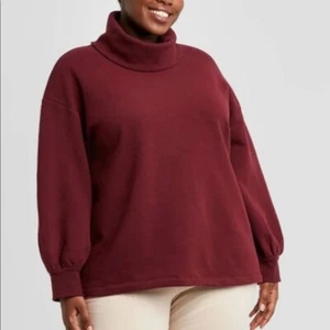 Freizeit Tunika Sweatshirt Damen Übergröße - Ava & Viv dunkelrot - Bild 1 von 2