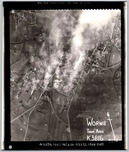 WWII "Restricted" 8x9 Photos US Recon Sqdrn Worms Germany Bombed Original 1945 - Picture 1 of 3