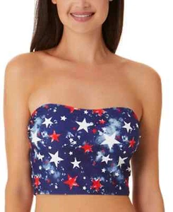 California Waves Juniors' Size XS Splatter-Star Long-Line Bandeau Top, Blue, NwT - Picture 1 of 4
