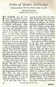 FRANK LLOYD WRIGHT 1930 PADRE DE LA ARQUITECTURA MODERNA por ALEXANDER WOOLLCOTT - Imagen 1 de 1