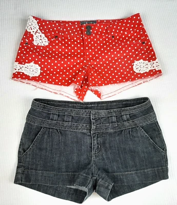 boom boom HOT KISS Women's Junior's Shorts Lot Size 11 Cici Crochet Red Polka - Image 1 of 4