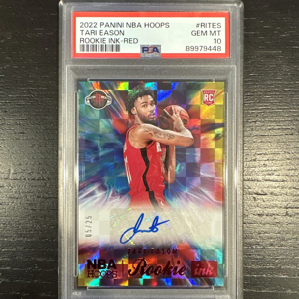2022-23 Panini NBA Hoops Rookie Ink RED Tari Eason RC Auto /25 Rockets PSA 10 - Image 1 of 2