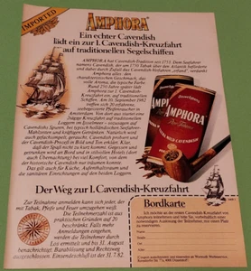 29. Amphora Pipe Tobacco Pfeifentabak Werbeanzeige Werbung Reklame 1982 - Picture 1 of 1