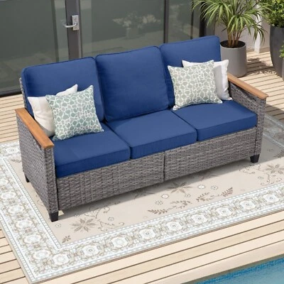 Juego de muebles de patio sofá seccional de mimbre de exterior sofá de mimbre de ratán con mesa Foto 1 de 4