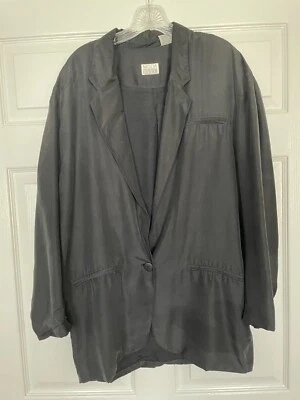 Moda Intl. Vintage Blazer negro seda talla M Foto 1 de 4