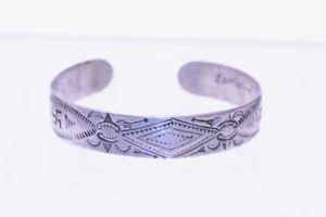 Antique Navajo Fred Harvey Sterling Silver Bracelet with slight repousse work - Picture 1 of 5