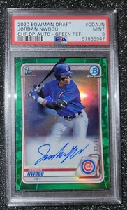 2020 Bowman Chrome Green Refractor Auto Jordan Nwogu Cubs Prospect PSA 9 #94/99