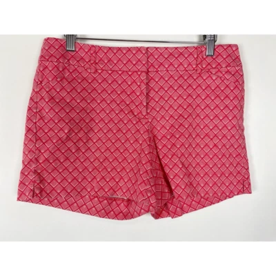 Pantalones cortos chinos para mujer White House Black Market rosa geométrico mezcla de algodón cremallera 4 Foto 1 de 4