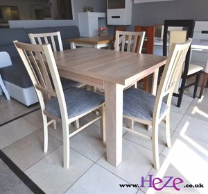 SET of extending dining table and 4 wooden chairs, strong&solid, oak sonoma MarP - Picture 1 of 9