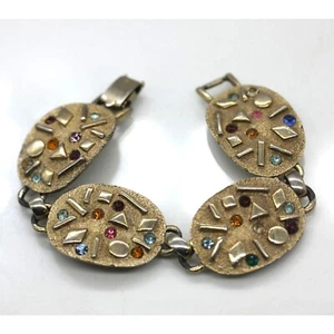VINTAGE SARAH COVENTRY Sultana panel rhinestone bracelet 7" signed - Picture 1 of 7