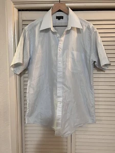 Vintage Austin Grey Men’s Button Up Short Sleeve Shirt 16-1/2 Fitted - Picture 1 of 10