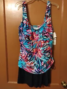 NWT Maxine Of Hollywood Tankini-LIKE One Piece Skirtini SIZE 18 swim dress - Picture 1 of 8