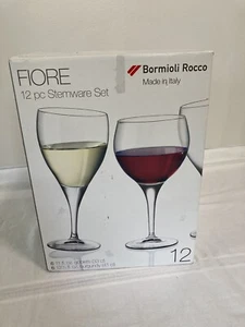 Bormioli Rocco 12 Pc Clear Glass Stemware Set, 6 Goblets, 6 Burgundy, Fiore - Picture 1 of 2