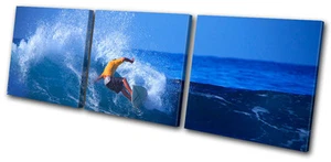 Sonnenuntergang Meereslandschaft Surfer DISKANT LEINWAND WANDBILD Bild Druck VA - Bild 1 von 1