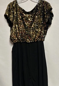 Vestido OLIVIA MATTHEWS TALLA 12 DORADO/NEGRO LENTEJUELAS HASTA LA RODILLA LBD Fiesta - Imagen 1 de 12
