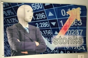Stonks (Stocks) are Up GAMESTOP Meme Banner 3x5 Ft Flag for College Dorm Man Cav - Picture 1 of 3