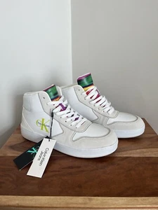 Authentic Calvin Klein Cap Pride 23 Basket Cupsole Mid Top Trainers Size 8 / 42 - Picture 1 of 5