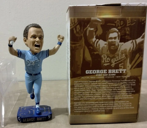 2018 George Brett Pine Tar Game Bobblehead KC Royals Stadium Giveaway InBox RARE Cover