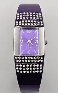 Avon Purple Bangle Watch with Rhinestones - Stainless Steel Back SR626SW - Picture 1 of 3