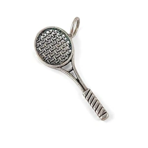 VINTAGE STERLING SILVER TENNIS RACKET CHARM - Picture 1 of 5