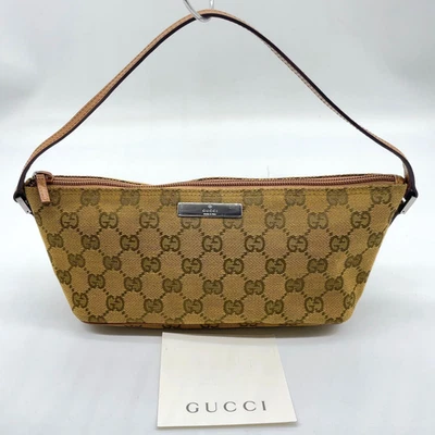 Auth Gucci GG Canvas x Leather Brown 07198 2123 Accessory Pouch i110267 - Image 1 of 4