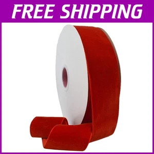 Viviana 2" X 20 YD Velvet Ribbon in Red - Perfect for Gift Wrapping and Décor - Picture 1 of 4