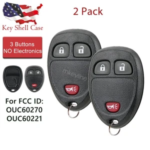 2 For Buick Cadillac Chevy GMC Remote Key Fob Case Shell 3 Button OUC60270 - Picture 1 of 7