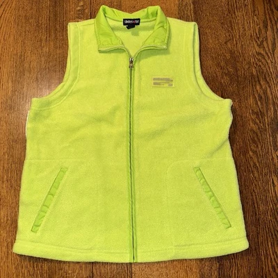 Vtg Y2K Limited Too Fleece Vest Full Zip Lime Green Neon XXL Fits Womens Medium - Image 1 of 4