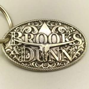 BROOKS & DUNN Keychain Silver Toned Western Longhorn Skull Country Music - Picture 1 of 4